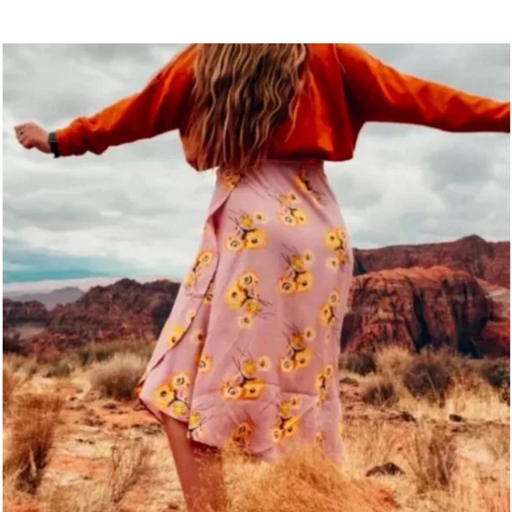 MADEWELL WISTERIA DOVE DUTCH DANDELIONS WRAP MIDI SKIRT